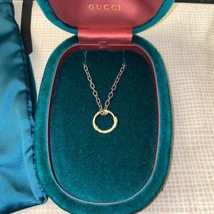 Gucci 18k Gold Snake ring pendant necklace